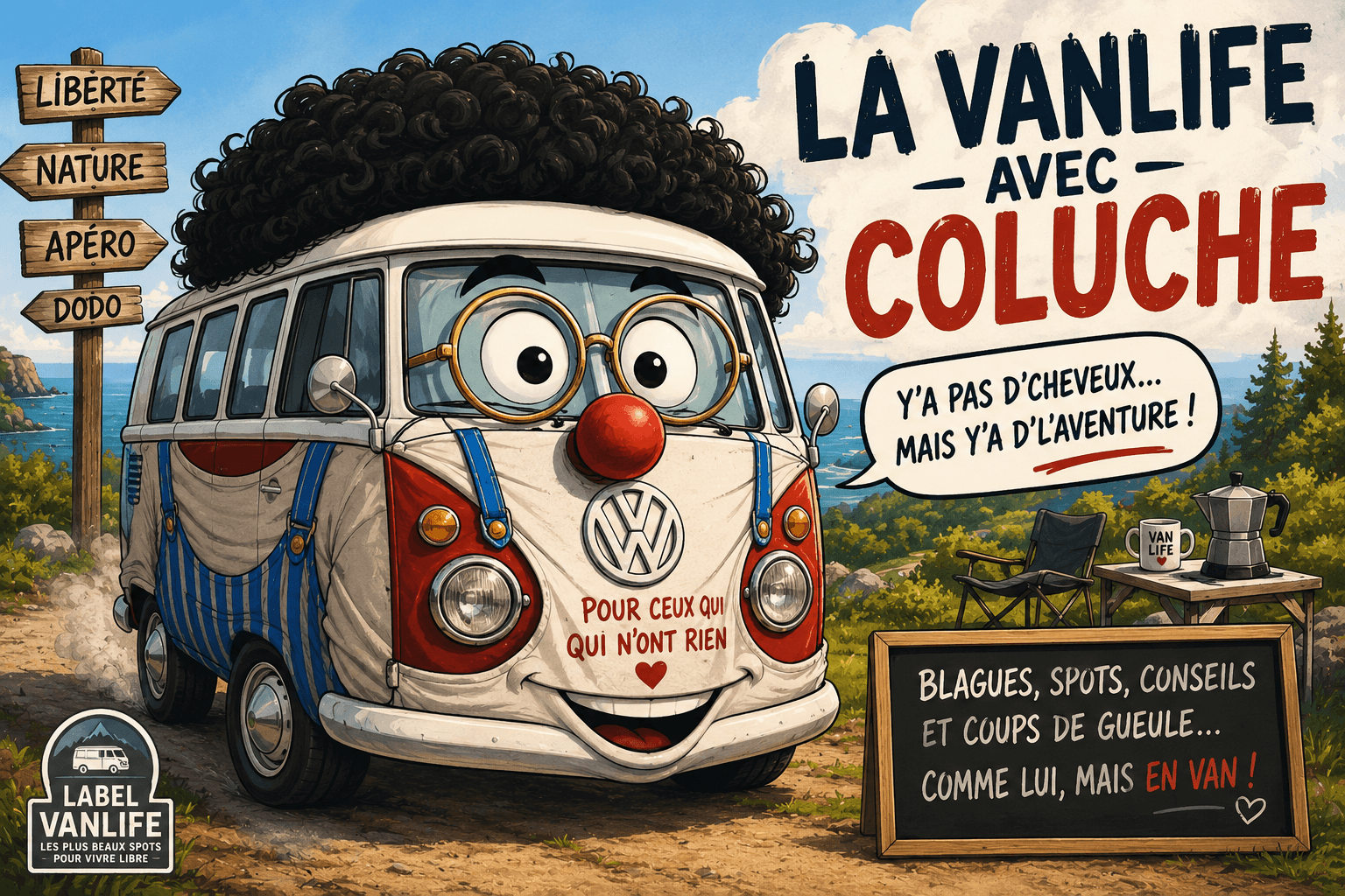 La vanlife avec Coluche — 15 blagues pour ceux qui vivent (vraiment) dans un van